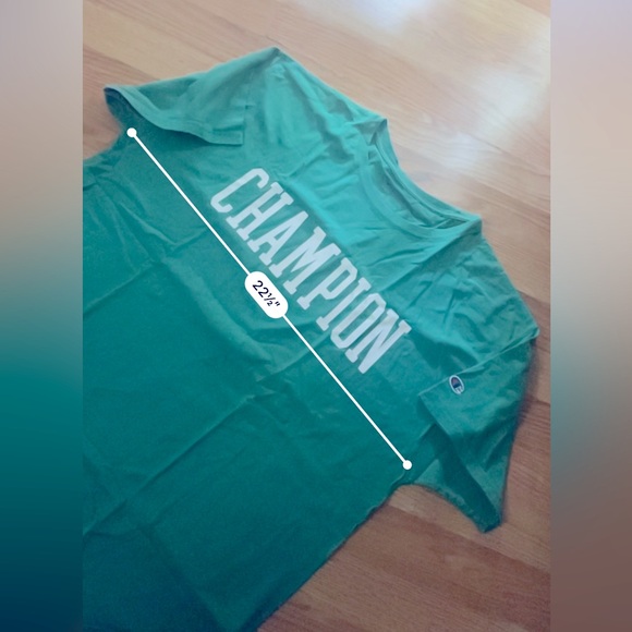 Champion Logo lettering T-Shirt Men’s X-Large Green Crew Neck Tee shirt sleeve - Picture 9 of 11
